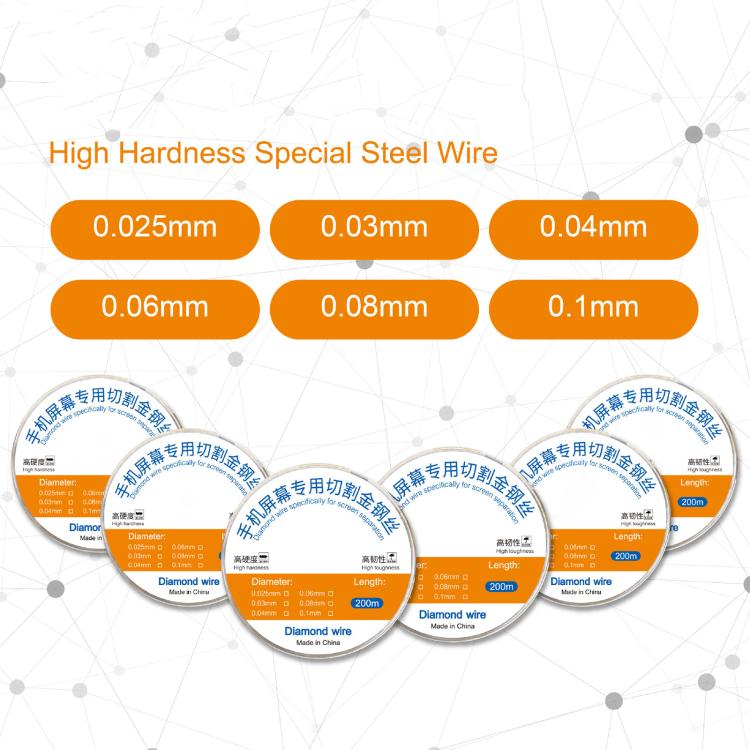 200m Screen Separation Specifically Diamond Cutting Wire, 0.025mm