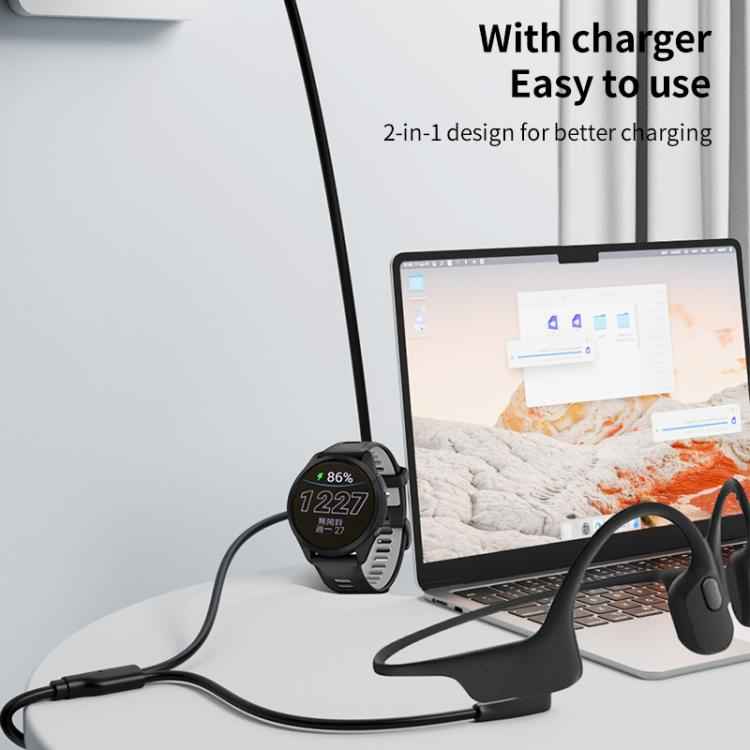 2 in 1 Earphone & Smart Watch Charging Adapter Cable for Shokz & Garmin