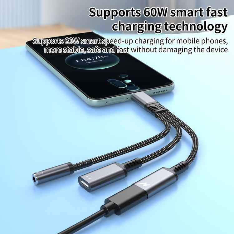 Type-C to 3.5mm and Type-C Charging Audio Adapter Cable