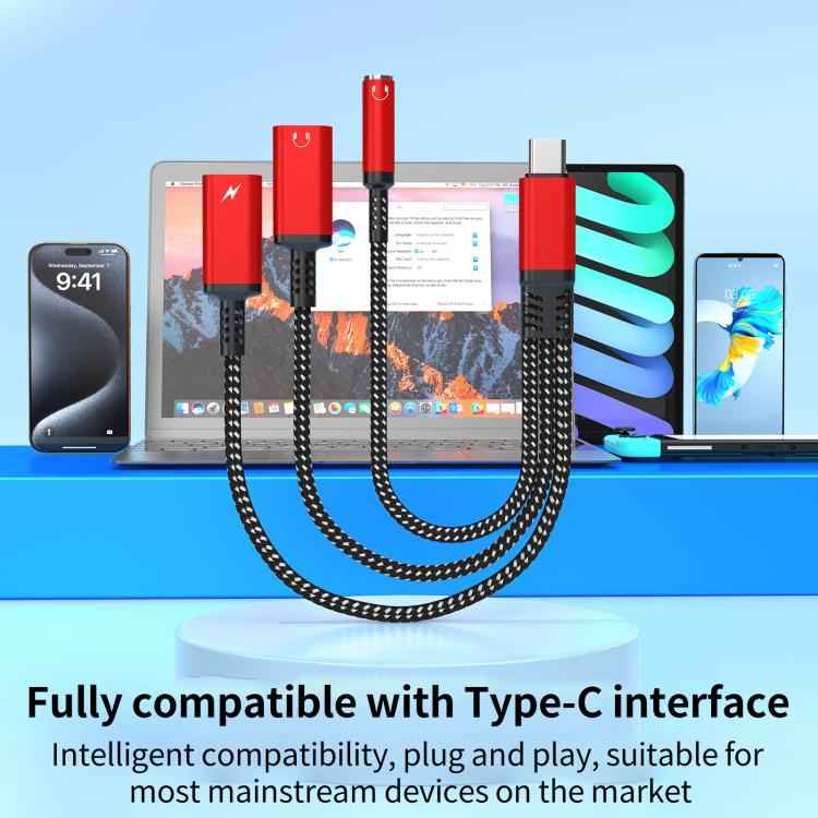 Type-C to 3.5mm and Type-C Charging Audio Adapter Cable