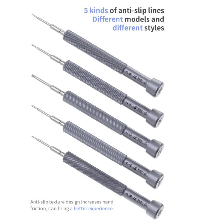 18 Kinds Precision Magnetic Super Hard Screwdriver, A Pentalobe, B Phillips, C External Cross, D Tri-Wing, E Allen