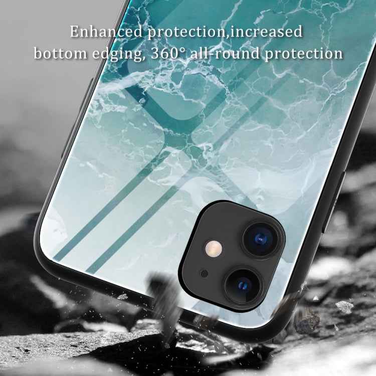 Marble Pattern Glass Protective Case, For iPhone 12 mini, For iPhone 12 Pro Max, For iPhone 11 Pro, For iPhone SE 2022 / SE 2020 / 8 / 7, For iPhone X