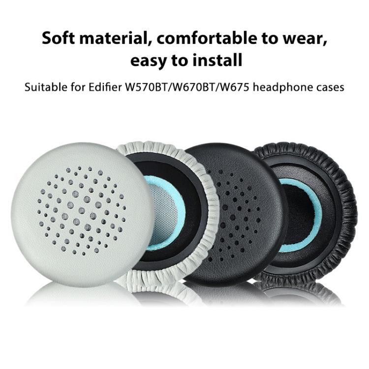 2pcs Protein Leather Replacement Earpads For EDIFIER H690 / W570BT / W670BT / H690P, For EDIFIER H690