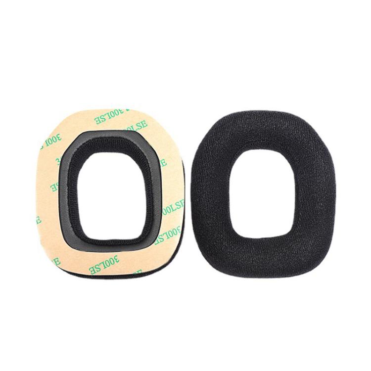 2pcs Self-adhesive Replacement Earpads For Logitech Astro A10 / A50, Protein Leather, Flannel Fabric