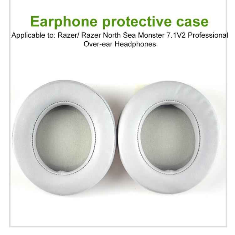 1 Pair Rotating Snap-on Replacement Earpads For Razer Kraken Pro V2, Protein Leather Ice Silk Fabric, Cotton Fabric