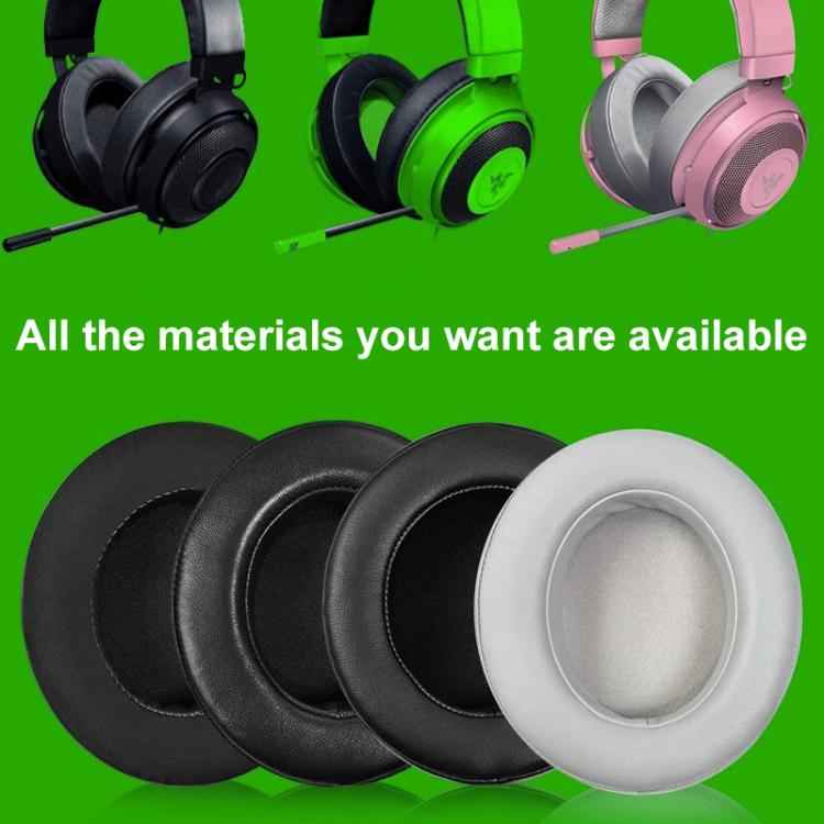 1 Pair Rotating Snap-on Replacement Earpads For Razer Kraken Pro V2, Protein Leather Ice Silk Fabric, Cotton Fabric