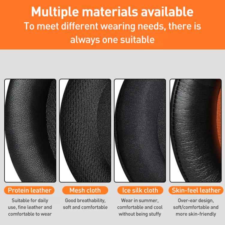 1 Pair Protein Leather Splicing LR Print Earphone Replacement Earpads Pads For HyperX Cloud 1 / I / 2 / II / 3