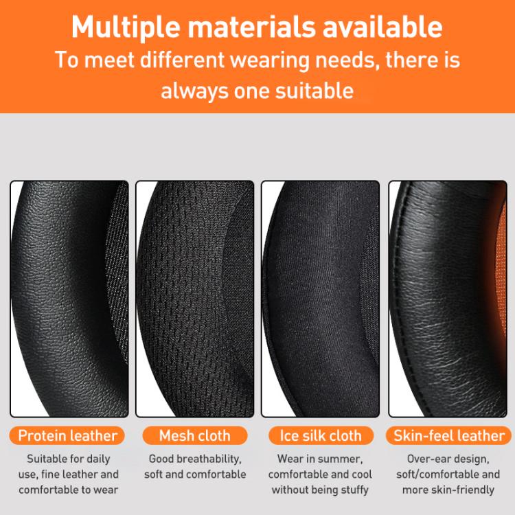 1 Pair Protein Leather Splicing LR Print Earphone Replacement Earpads Pads For HyperX Cloud 1 / I / 2 / II / 3