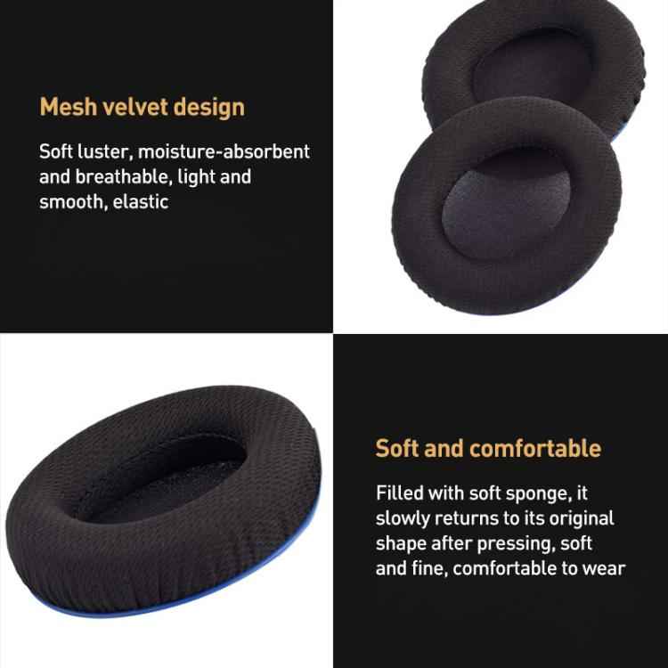 2pcs BK Cloth Earphone Replacement Earpads Pads For HyperX Cloud Chat / Cloud Stinger Core