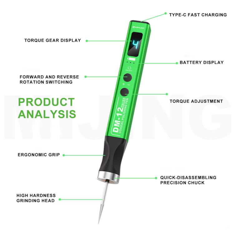 Mijing DM-12 Coaxial Polishing Pen with 7 Grinding Heads