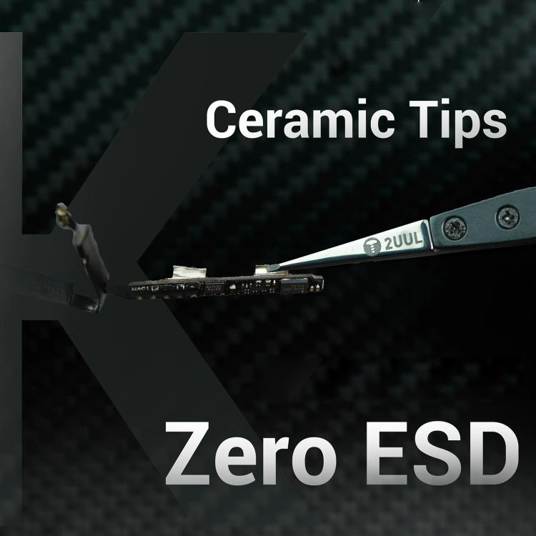 2uul TW32 Black K Flat Tip ESD-Safe Ceramic Tweezers