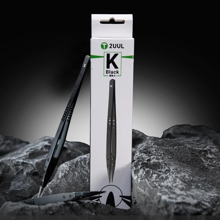 2uul TW32 Black K Flat Tip ESD-Safe Ceramic Tweezers