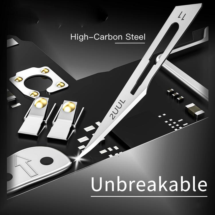 2uul 100 in 1 DA18 BB Shark Blade Series High-Carbon Steel No.11 Blade