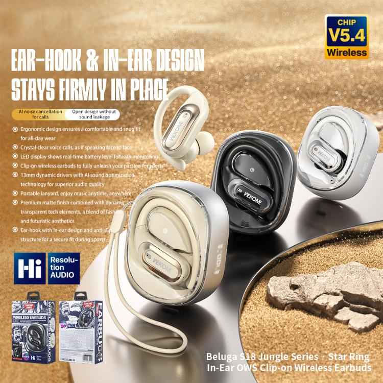 WK Beluga S18 Jungle Series Star Ring In-Ear OWS Clip-on Wireless Earbuds