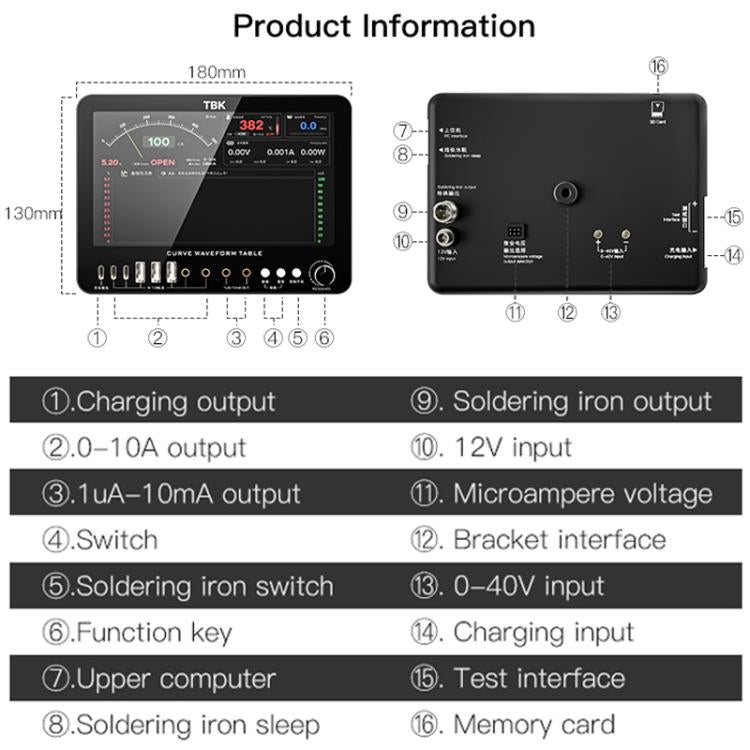 TBK D7 Multifunctional Curve Waveform Meter with Electric Soldering Iron Function