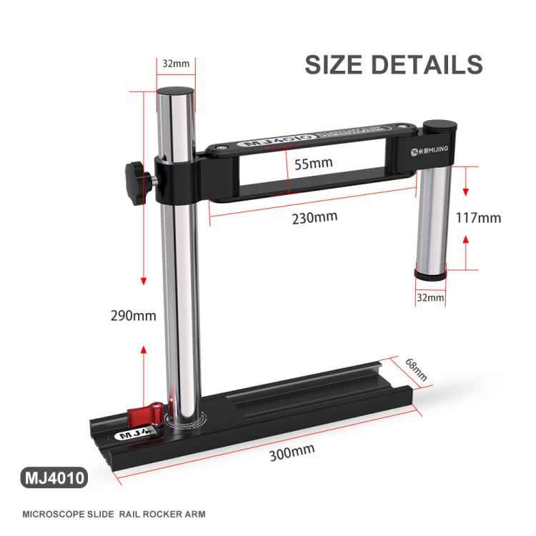 Mijing MJ4010 32mm 360 Universal Metal Swing Arm Liftable Fixed Stand with Slide Rails