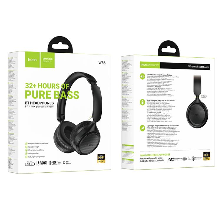 hoco W66 Wave Wireless Bluetooth Headphones, W66 (Black), W66 (Blue)