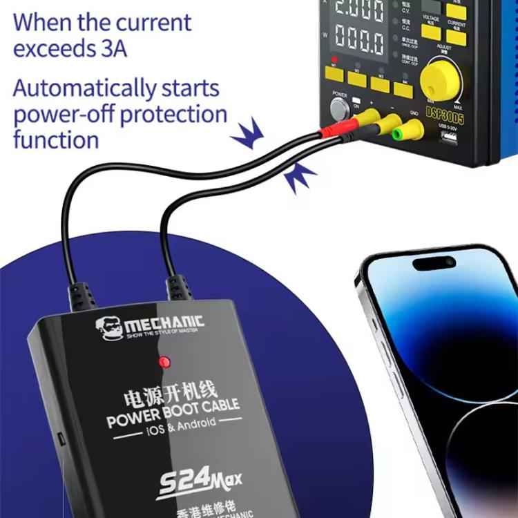 Mechanic S24 Max Boot Control Power Supply Test Cable for iPhone 5S to 16 Pro Max / Android