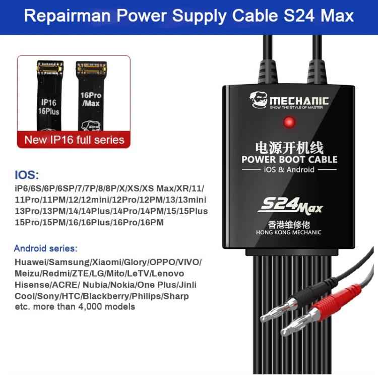 Mechanic S24 Max Boot Control Power Supply Test Cable for iPhone 5S to 16 Pro Max / Android