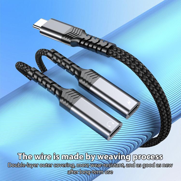 2 in 1 Type-C to Dual Type-C Charging and Audio Adapter Cable