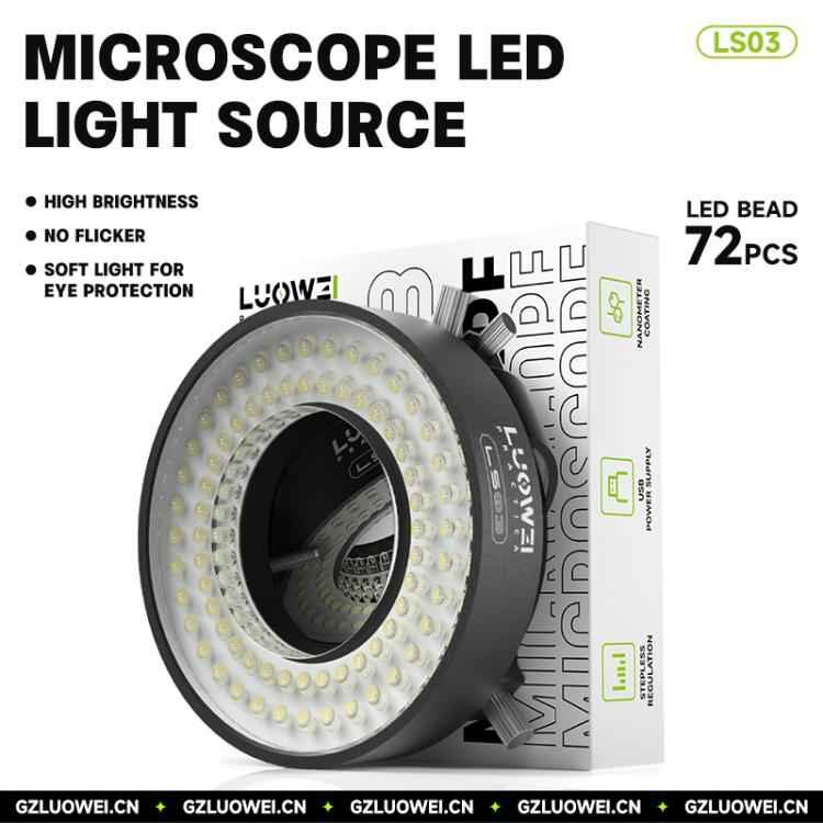 Luowei LS03 High Lumen 72LED Microscope Ring Light Source