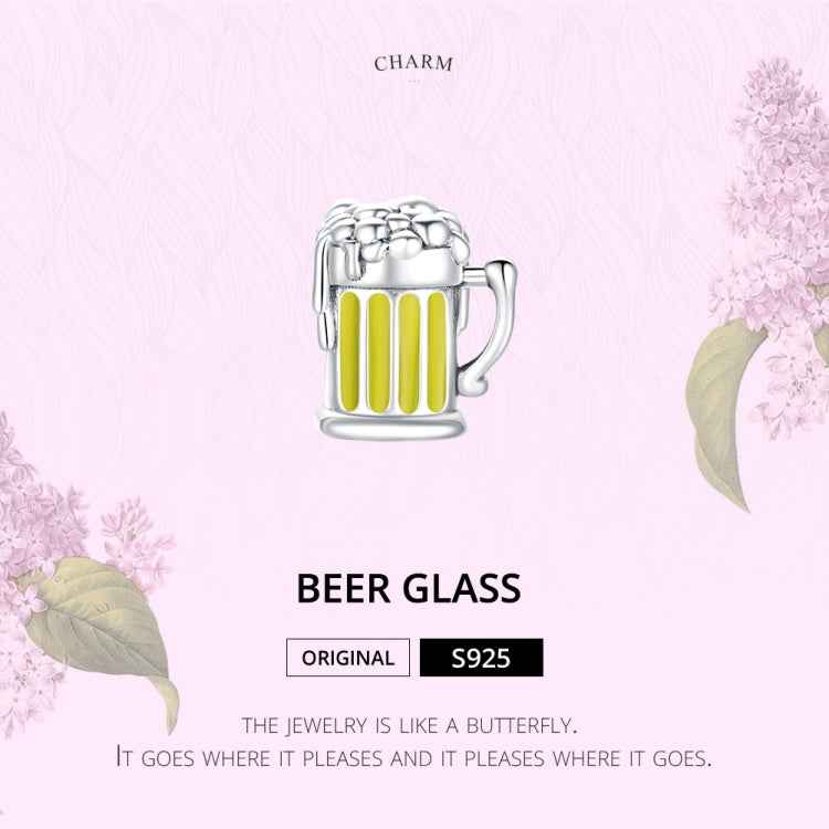 S925 Sterling Silver Beer Mug Beads DIY Bracelet Necklace Accessories