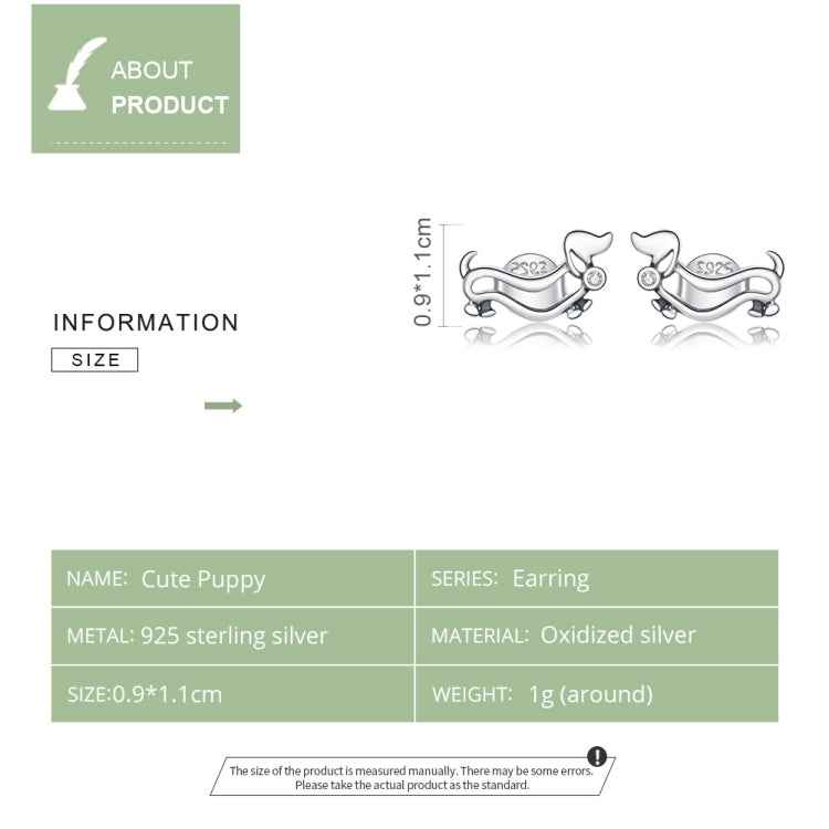 S925 Sterling Silver Cute Dog Women Earrings