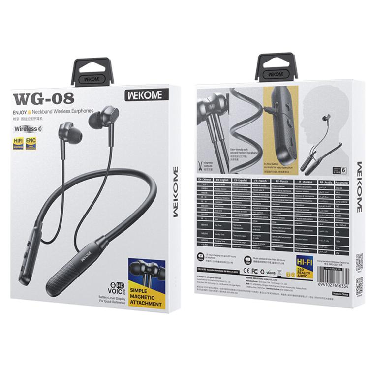 WK WG-08 Nnjoy Neckband Wireless Bluetooth Earphone, WG-08 (Beige), WG-08 (Black)