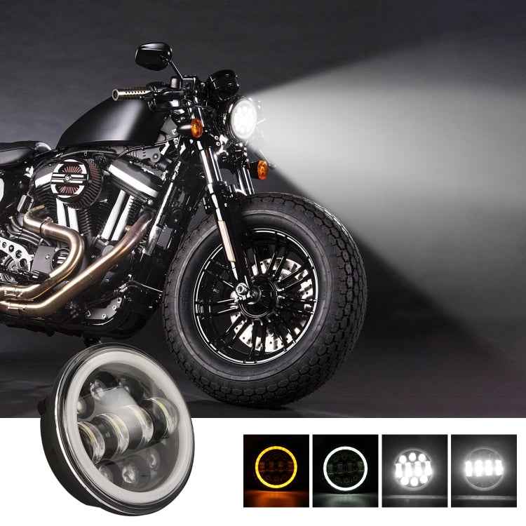 EagleVision DC9-30V 35W 6000K 4000LM 5.75 inch Round Motorcycle 6LEDs Headlight with Angel Eye for Harley-Davidson