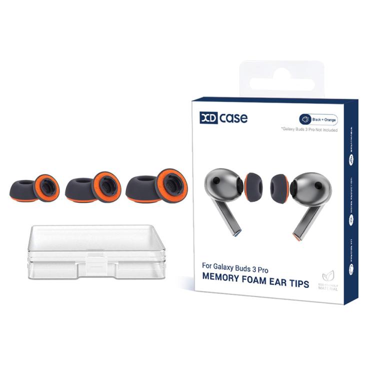 XDcase 3 Pairs Replacement Silicone Sponge Ear Tips, White Orange, Black Orange