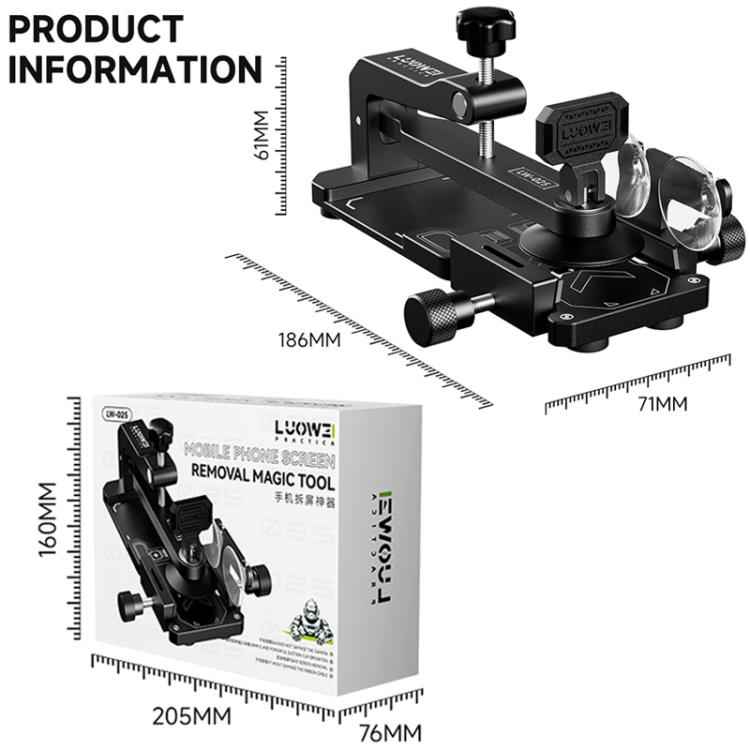 LUOWEI LW-025 Multi-functional Mobile Phone Screen Protector Removal Clamp with Suction Cups