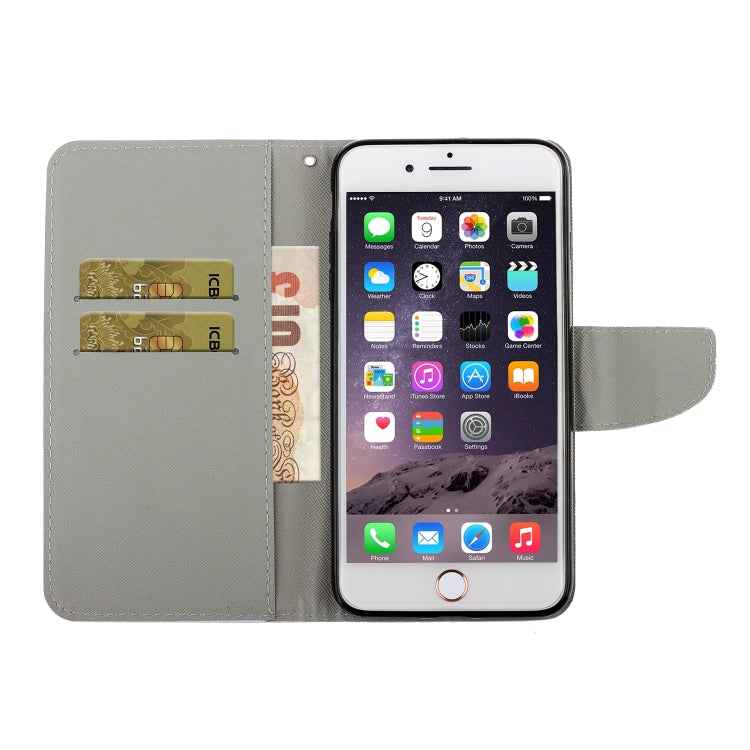 Coloured Drawing Pattern Horizontal Flip PU Leather Case with Holder & Card Slots & Wallet & Lanyard, For iPhone 6 & 6s, For iPhone 6 Plus & 6s Plus, For iPhone 8 Plus & 7 Plus