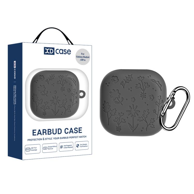 XDcase Floral Embossing Silicone Earbuds Case with Hook, For Samsung Galaxy Buds4 / 4 Pro