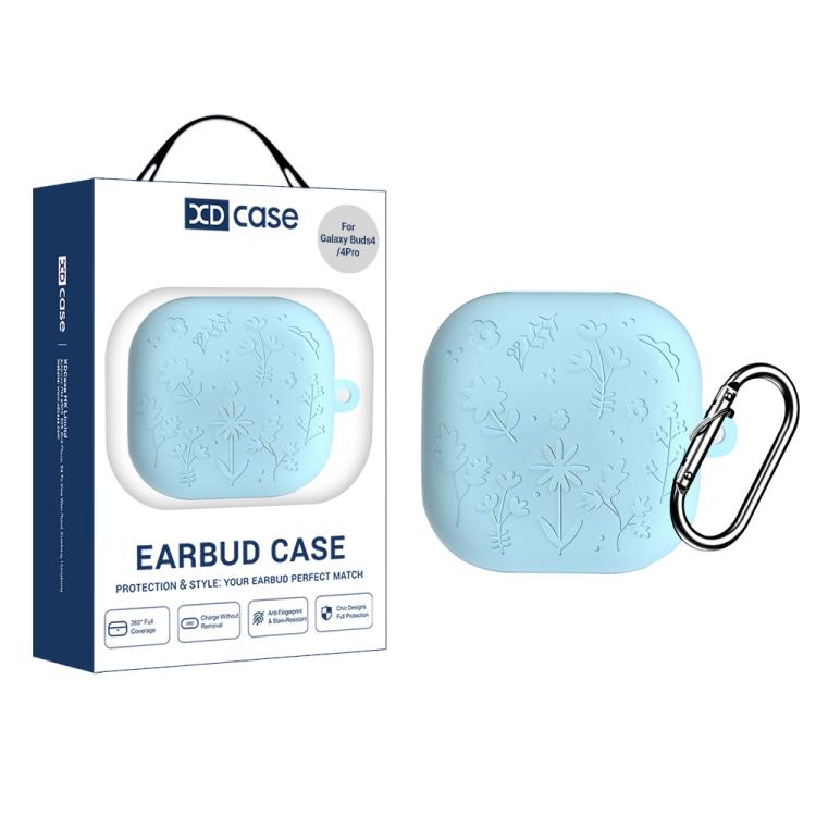 XDcase Floral Embossing Silicone Earbuds Case with Hook, For Samsung Galaxy Buds4 / 4 Pro