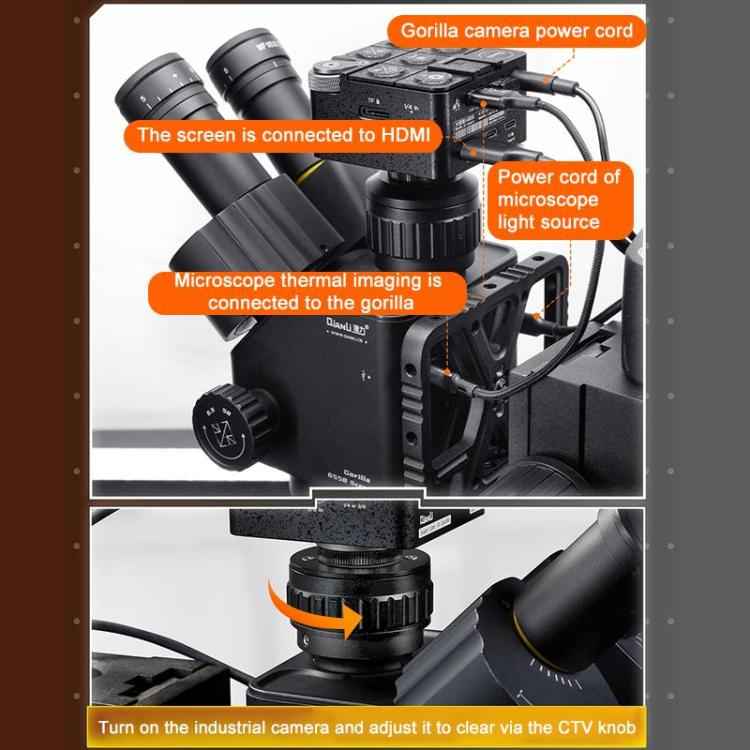 QianLi 6558 6.5X-58X Gorilla Trinocular Microscope with Light Source + UV Lamp + 256 IR Module, with Light Source + UV Lamp + 256 IR Module, Plug:US Plug, QianLi 6558 with 256 IR Module EU Plug