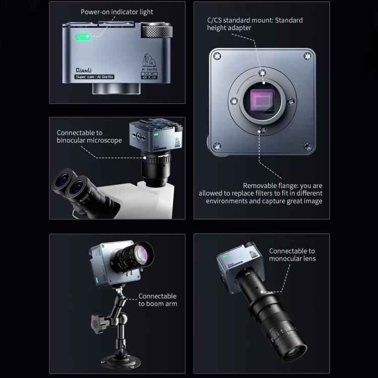 QianLi 6.5X-58X Gorilla 4K Industrial Camera, US Plug, EU Plug