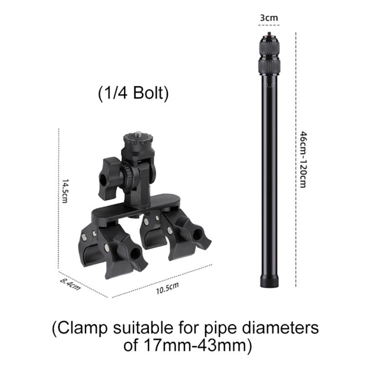 Universal Action Camera Bicycle Handlebar Double-Crab Clamp, With Adapter & Screw, Single Clamp, With Extension Rod & Adapter & Screw, With Extension Rod