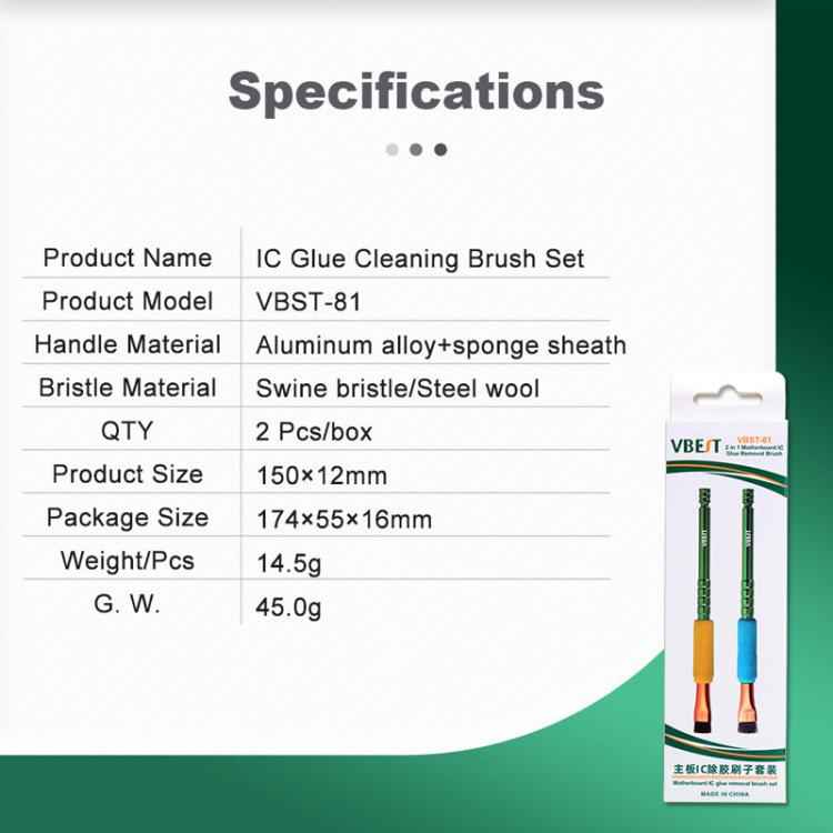BEST VBST-81 Motherboard IC Glue Removal Chip Dust Aluminum Alloy Clean Brush Set, BEST VBST-81