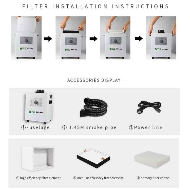 BEST BST-495 Powerful Suction Air Static Multiple Filters Soldering Tin Smoke Purifier, UK Plug, US Plug, EU Plug