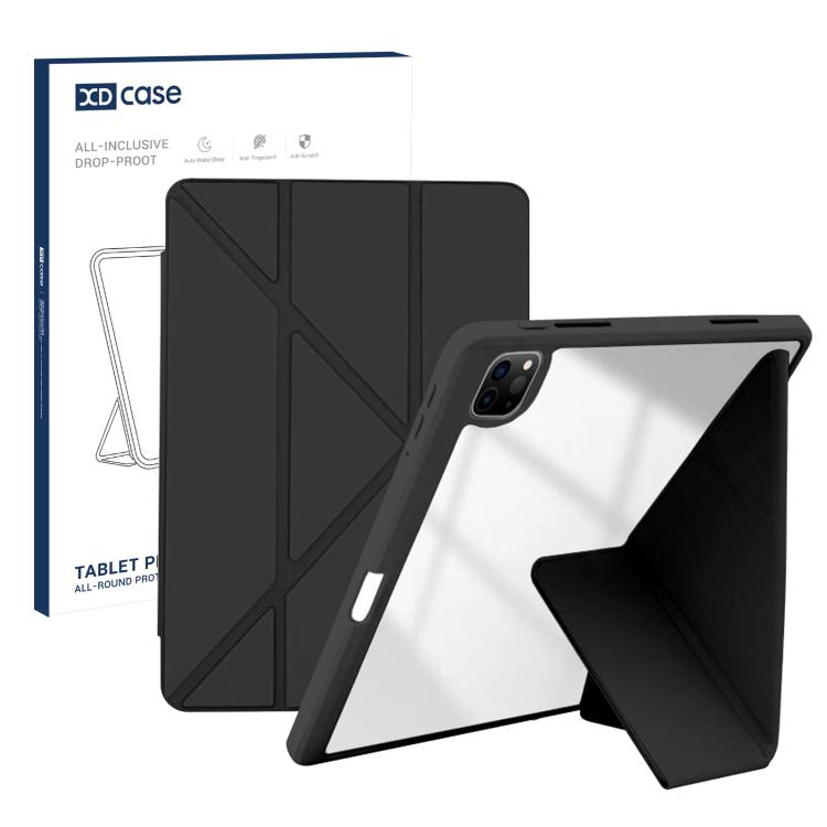 XDcase Rice Grain Texture Y-fold Holder Smart Tablet Leather Case with Pen Slot, For iPad Pro 12.9 inch 2022 / 2021 / 2020