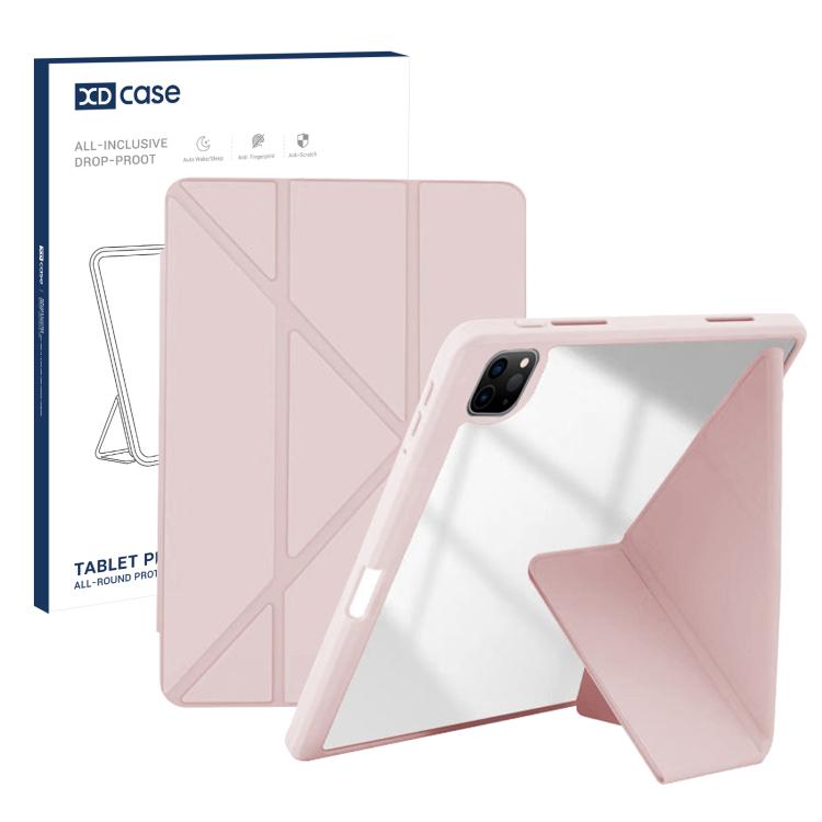 XDcase Rice Grain Texture Y-fold Holder Smart Tablet Leather Case with Pen Slot, For iPad Pro 12.9 inch 2022 / 2021 / 2020