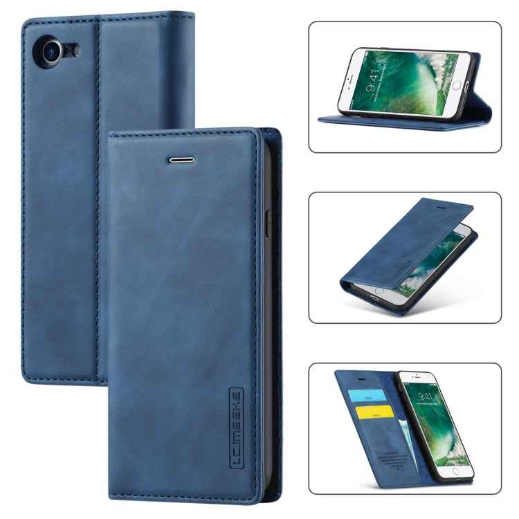 LC.IMEEKE Strong Magnetism Ultra-thin Horizontal Flip Shockproof Matte TPU + PU Leather Case with Holder & Card Slots & Wallet, For iPhone 11, For iPhone 11 Pro, For iPhone 11 Pro Max, For iPhone SE 2022 / SE 2020 / 8 / 7