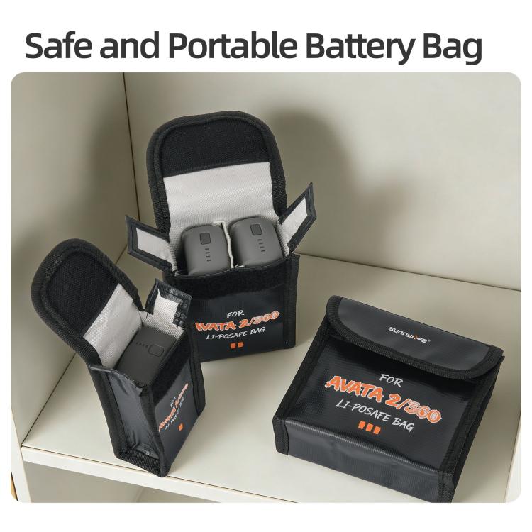 For DJI Avata 2 / 360 Sunnylife Battery Explosion-proof Safe Bag Protective Li-Po Safe Bag, For 1pc Battery, For 2pcs Batteries, For 3pcs Batteries
