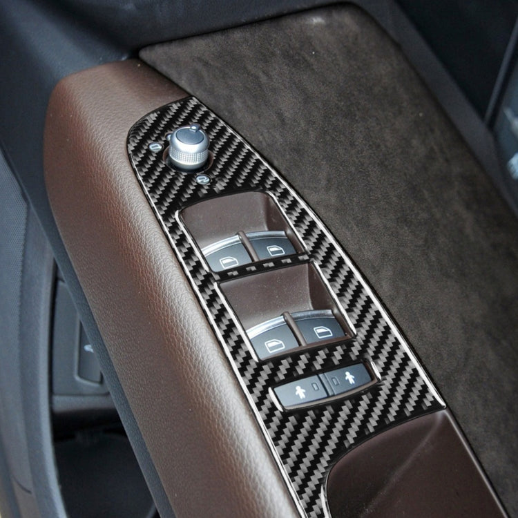 6 in 1 Car Carbon Fiber Window Glass Lifter Panel Decorative Sticker for Audi Q7 2008-2015, Right Drive, Window Glass Lifter, Right Drive