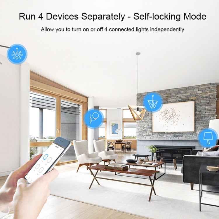 Sonoff 4CHPROR3 Mobile Phone Smart Home Switch Four-way Controller, Support Long-range Control Timing