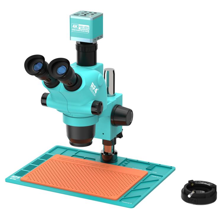 RF4 RF-6565-PO4-4K 6.5X-65X Trinocular Stereo Zoom Microscope with with 4K Ultra HD Camera & PO4 Base, RF-6565-PO4-4K