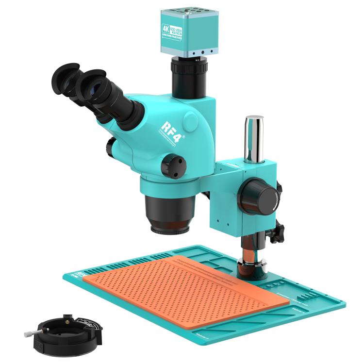 RF4 RF-6565-PO4-4K 6.5X-65X Trinocular Stereo Zoom Microscope with with 4K Ultra HD Camera & PO4 Base, RF-6565-PO4-4K