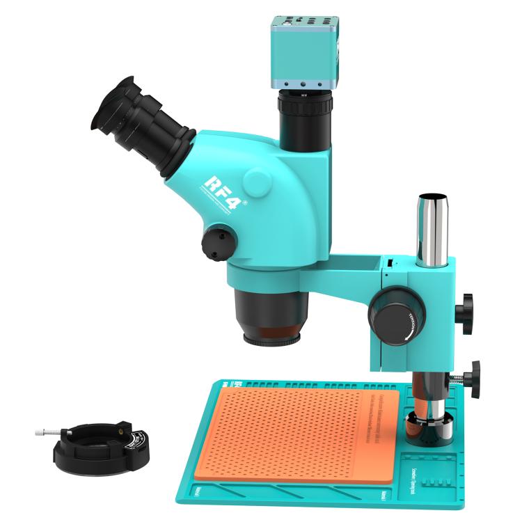RF4 RF-6565-PO4-4K 6.5X-65X Trinocular Stereo Zoom Microscope with with 4K Ultra HD Camera & PO4 Base, RF-6565-PO4-4K