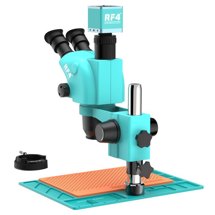 RF4 RF-6565-PO4-4K 6.5X-65X Trinocular Stereo Zoom Microscope with with 4K Ultra HD Camera & PO4 Base, RF-6565-PO4-4K