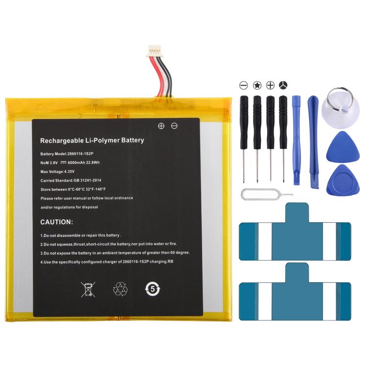 Tablet Battery, For Alldocube iPlay 20 6000mAh 2860116-1S2P